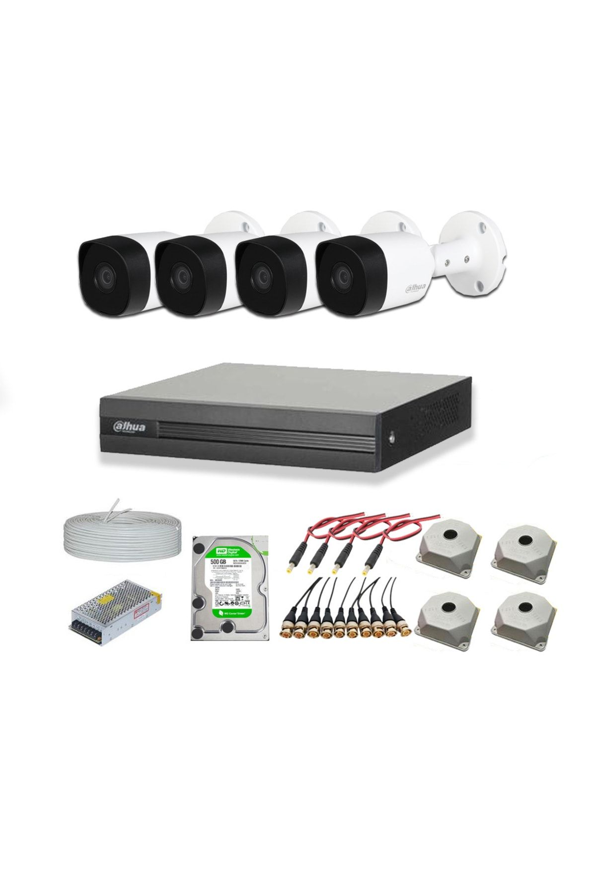 2mp 4 Kameralı Dış Ortam Ahd Hd-cvı Full Kamera Seti 500GB Disk