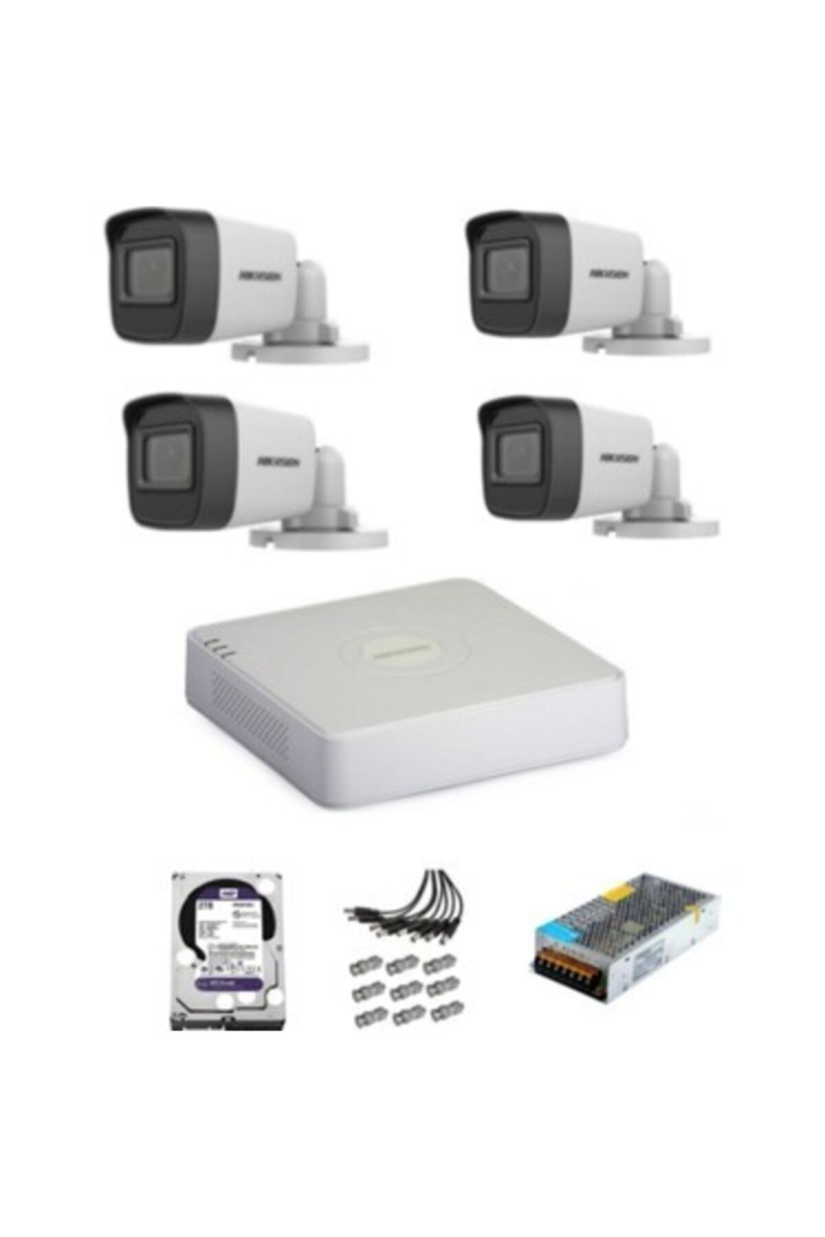 Haıkon 4 Kameralı Güvenlik Kamera Kuruluma Hazır Set 1080p Ahd- 4 Kamera Kayıt Sistemi