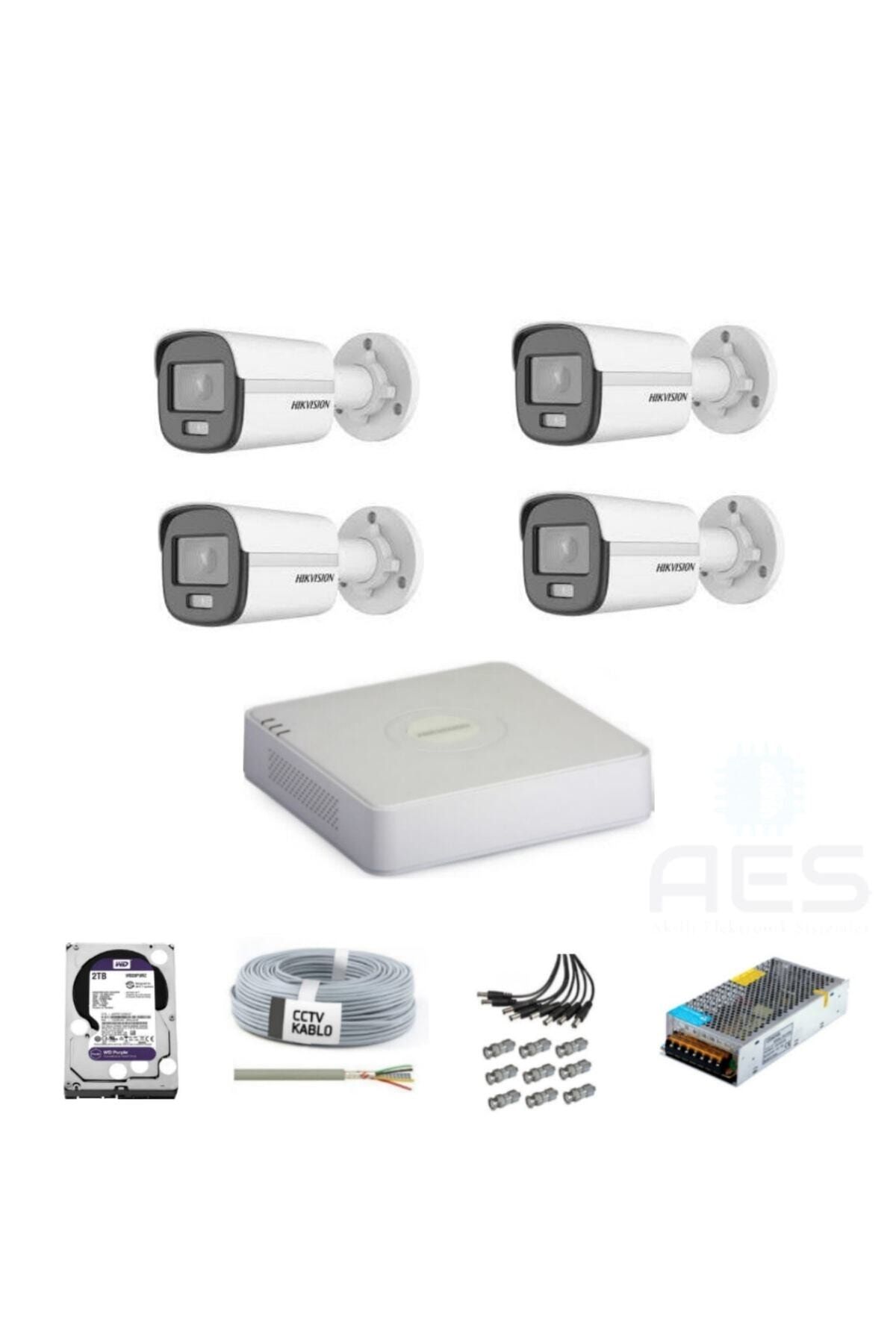 Hikvision Colorvu Gece-karanlıkta Renkli 4 Ahd Kameralı 4 Kanal Kayıt Cihazı Güvenlik Kamera Seti