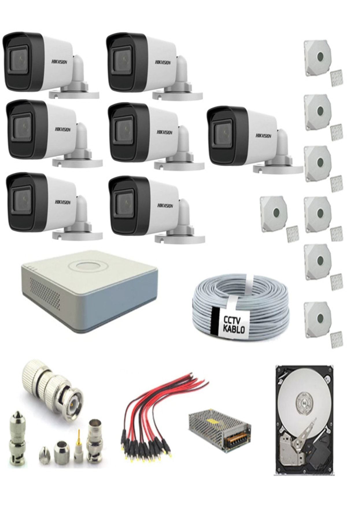 Hikvision 7 Kameralı 1080p Full Hd Kamera Seti - Güvenlik Kamerası 500 Gb Harddisk Dahil
