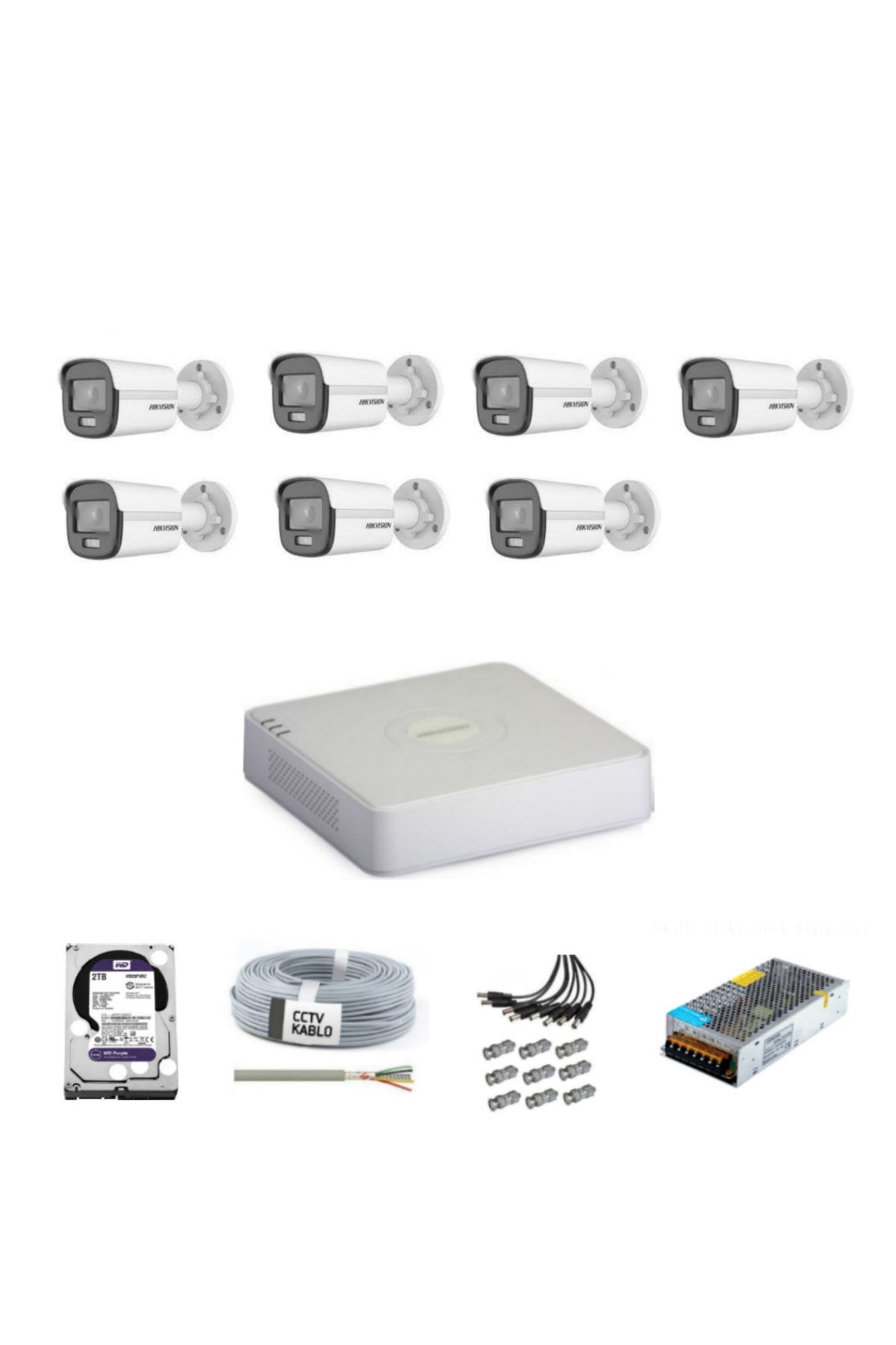 Hikvision Colorvu Gece-karanlıkta Renkli 7 Ahd Kameralı Güvenlik Kamera Kuruluma Hazır Set