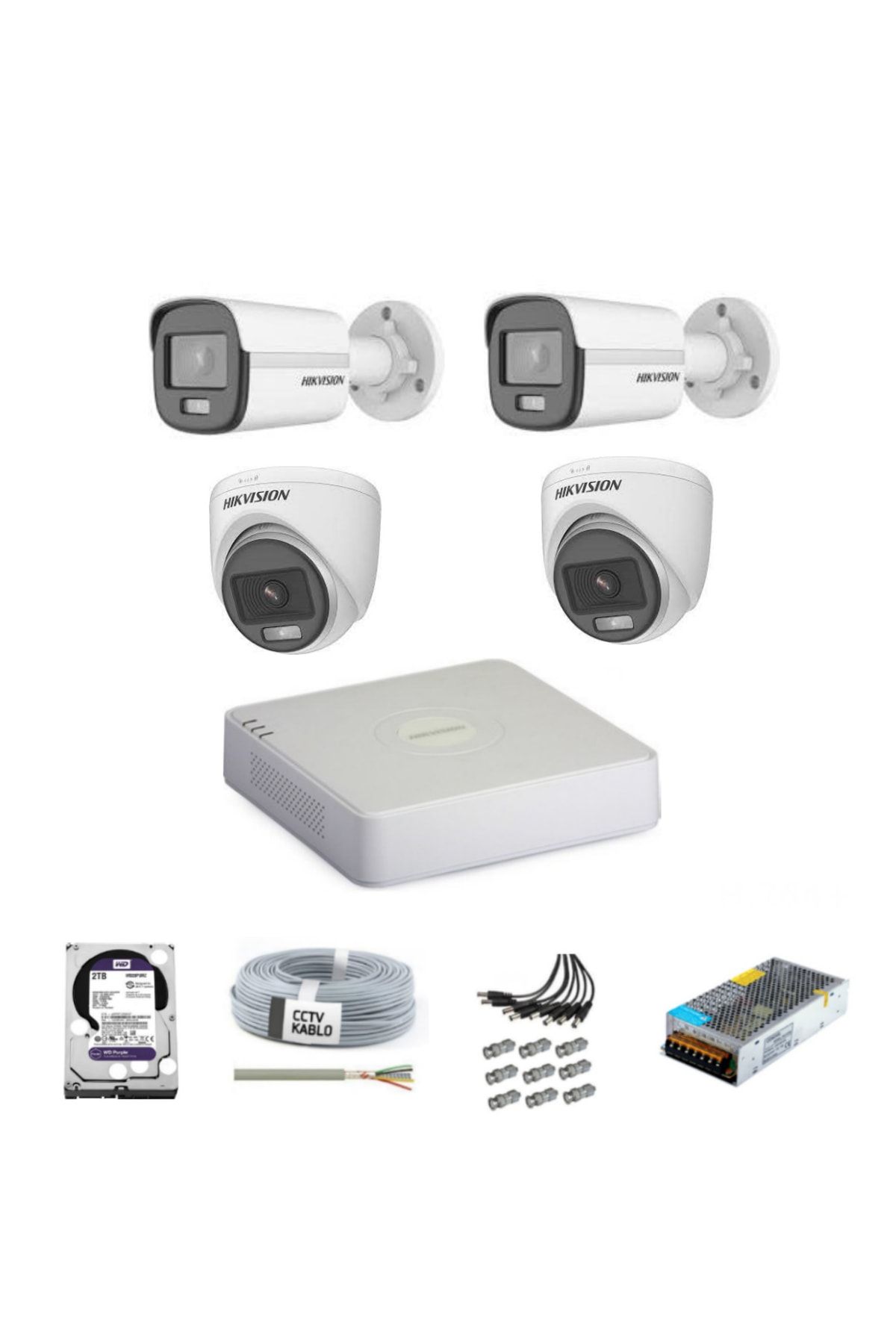 Hikvision Colorvu Gece-karanlıkta Renkli 4 Ahd Kameralı Güvenlik Kamera Kuruluma Hazır Set