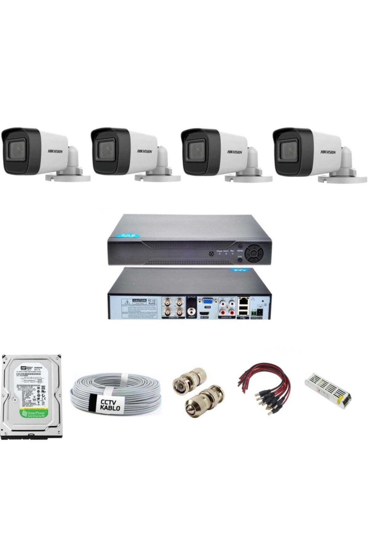 Hikvision 4 Kameralı Güvenlik Kamerası Full Set