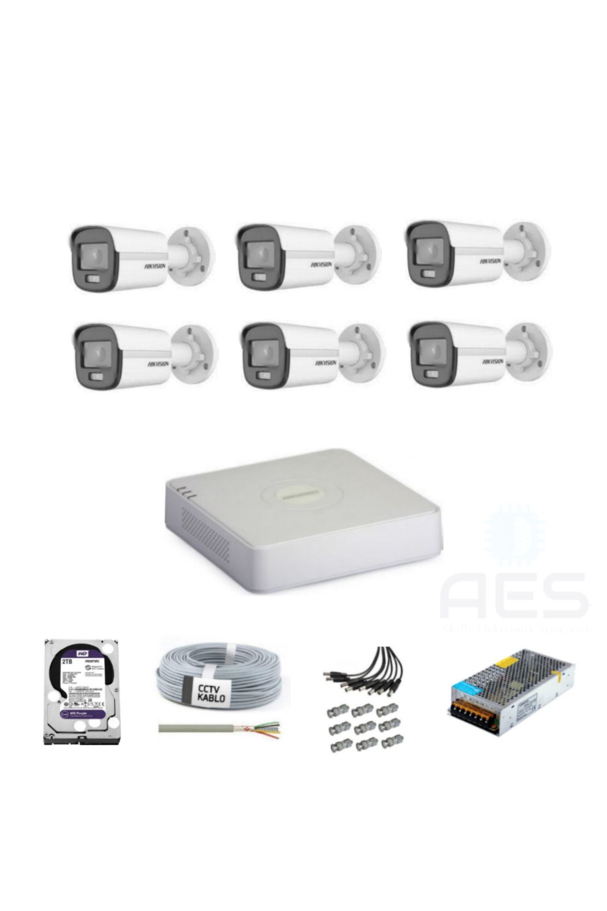 Hikvision Colorvu Gece-karanlıkta Renkli 6 Ahd Kameralı Güvenlik Kamera Kuruluma Hazır Set